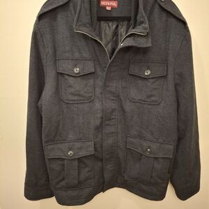 Merona XXL Men's Dark Gray Plaid Wool Coat with 4 Pocket